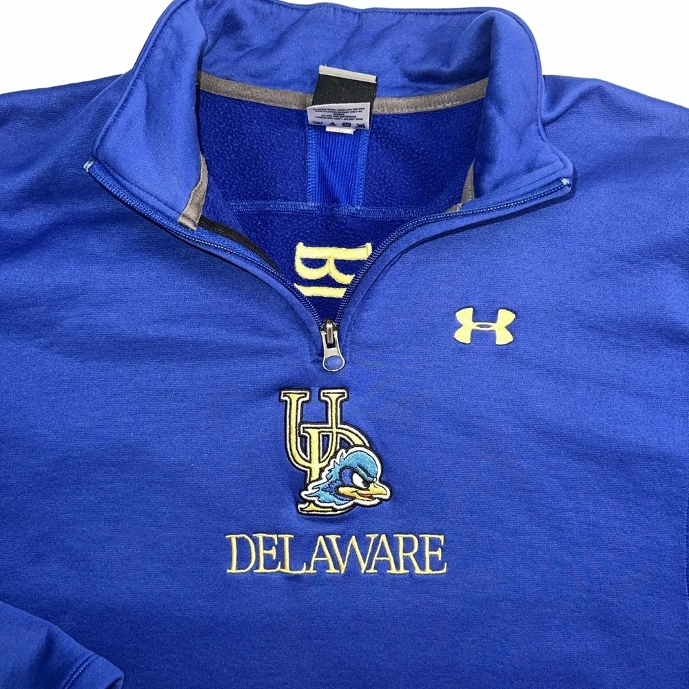 Under Armour University of Delaware 1/4 Zip Blue Pullover Embroidered UD Sz Med